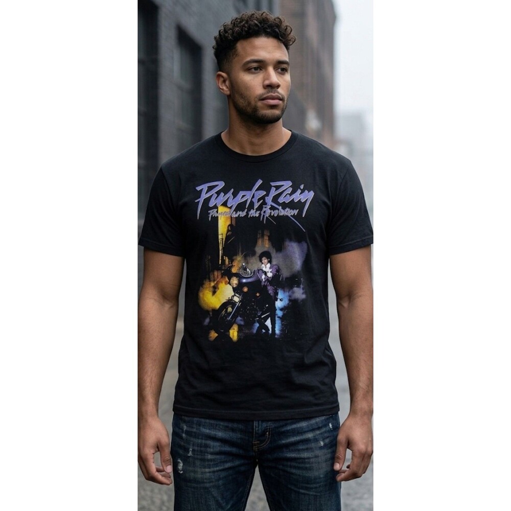 Official Prince Estate Pre-Owned "Purple Rain" 100% Cotton T-Shirt - Size Large